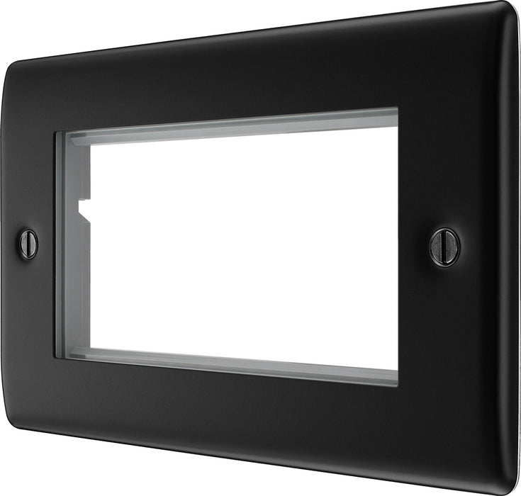 BG NFBEMR4 Nexus Metal Quad Euro Module Faceplate - Matt Black - westbasedirect.com