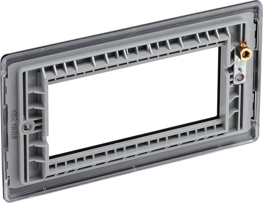 BG NFBEMR4 Nexus Metal Quad Euro Module Faceplate - Matt Black - westbasedirect.com