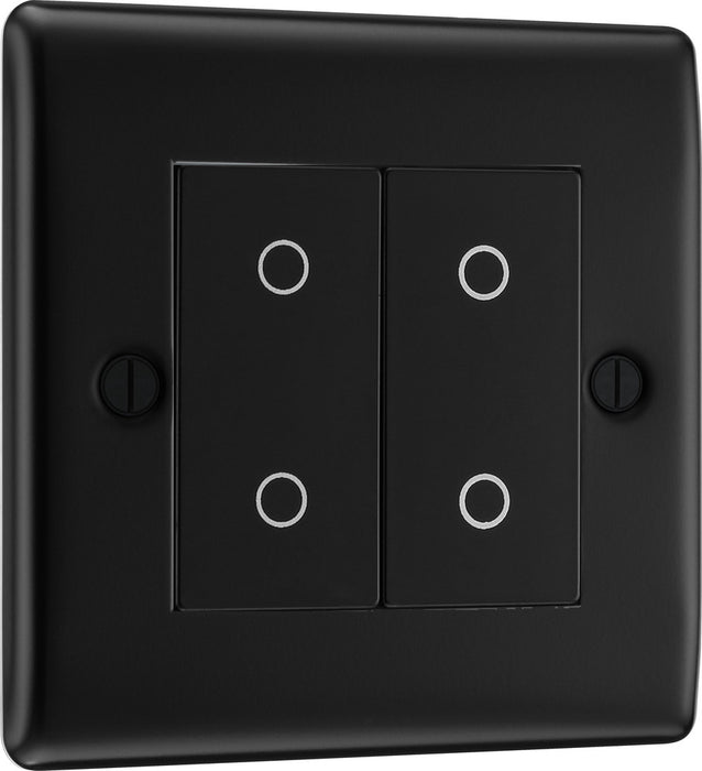BG NFBTDS2B-K Nexus Metal 2-Way Secondary 200W Double Touch Dimmer Switch - Matt Black (Black) - westbasedirect.com