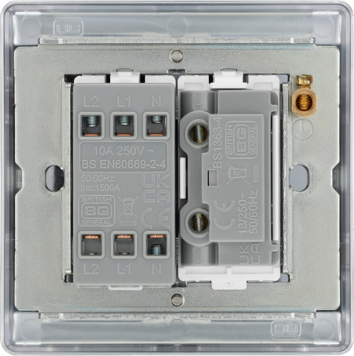 BG NPC15F Nexus Metal Triple Pole Fused Fan Isolator Switch 10A - Polished Chrome - westbasedirect.com
