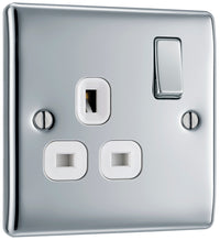 BG NPC21Wx10 Nexus Metal Single Socket 13A - White Insert - Polished Chrome (10 Pack)
