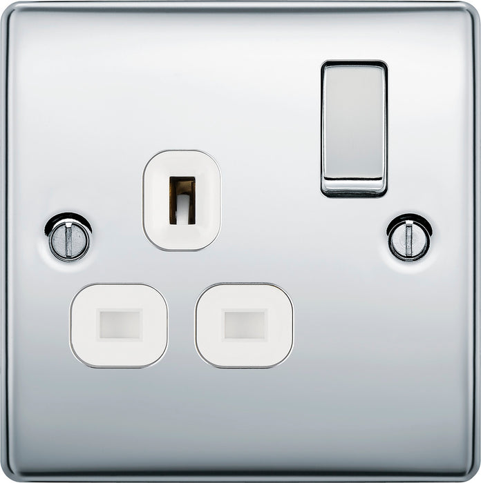 BG NPC21W Nexus Metal Single Socket 13A - White Insert - Polished Chrome (5 Pack) - westbasedirect.com