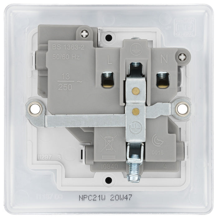 BG NPC21W Nexus Metal Single Socket 13A - White Insert - Polished Chrome (5 Pack) - westbasedirect.com