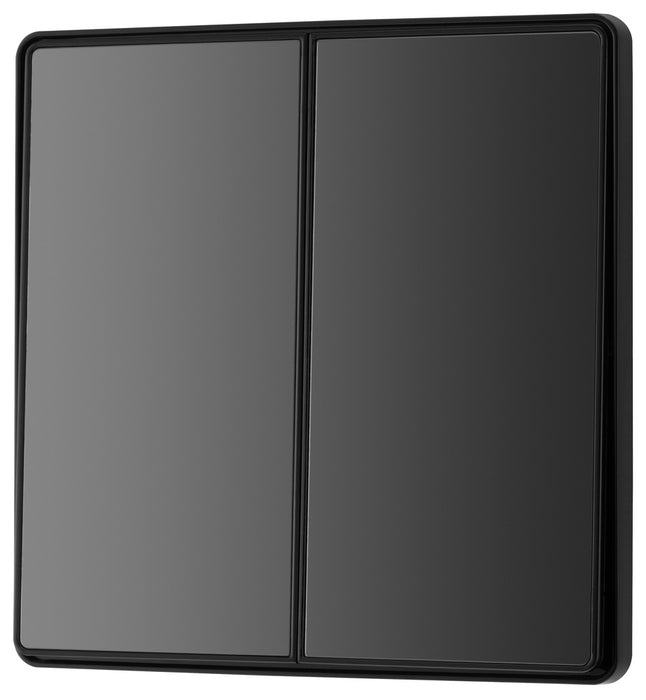 BG Evolve PCDBC42EB 20A 16AX 2 Way Double Light Switch, Edge to Edge Rocker - Black Chrome (Black) - westbasedirect.com