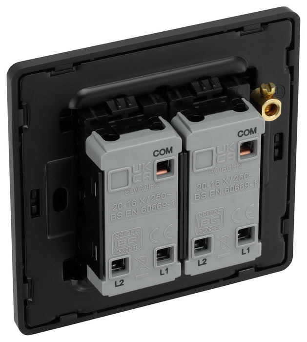 BG Evolve PCDBC42EB 20A 16AX 2 Way Double Light Switch, Edge to Edge Rocker - Black Chrome (Black) - westbasedirect.com