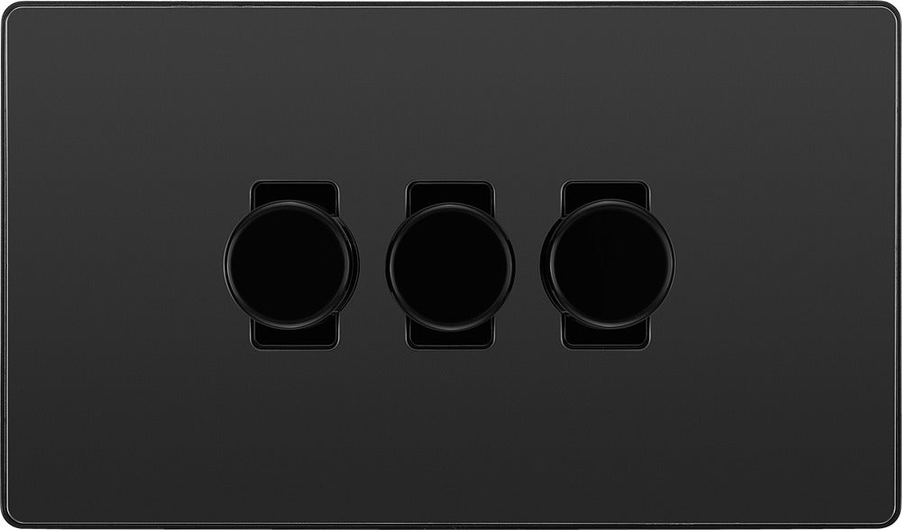 BG Evolve PCDBC83B 2-Way Trailing Edge LED 200W Triple Dimmer Switch Push On/Off - Black Chrome (Black) - westbasedirect.com