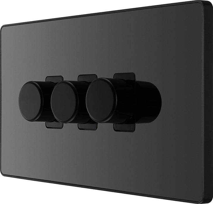 BG Evolve PCDBC83B 2-Way Trailing Edge LED 200W Triple Dimmer Switch Push On/Off - Black Chrome (Black) - westbasedirect.com