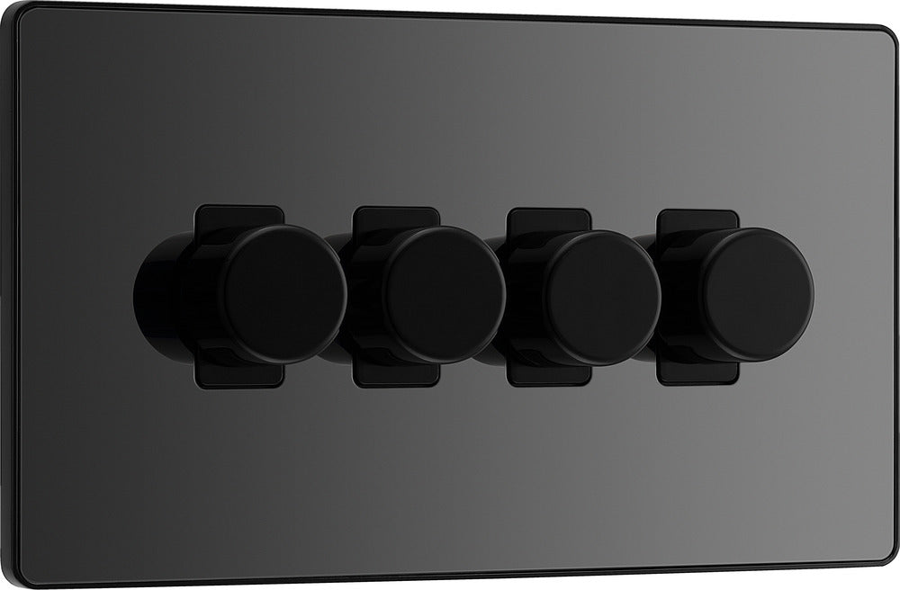 BG Evolve PCDBC84B 2-Way Trailing Edge LED 200W Quadruple Dimmer Switch Push On/Off - Black Chrome (Black) - westbasedirect.com