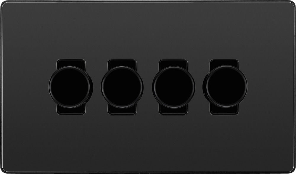BG Evolve PCDBC84B 2-Way Trailing Edge LED 200W Quadruple Dimmer Switch Push On/Off - Black Chrome (Black) - westbasedirect.com