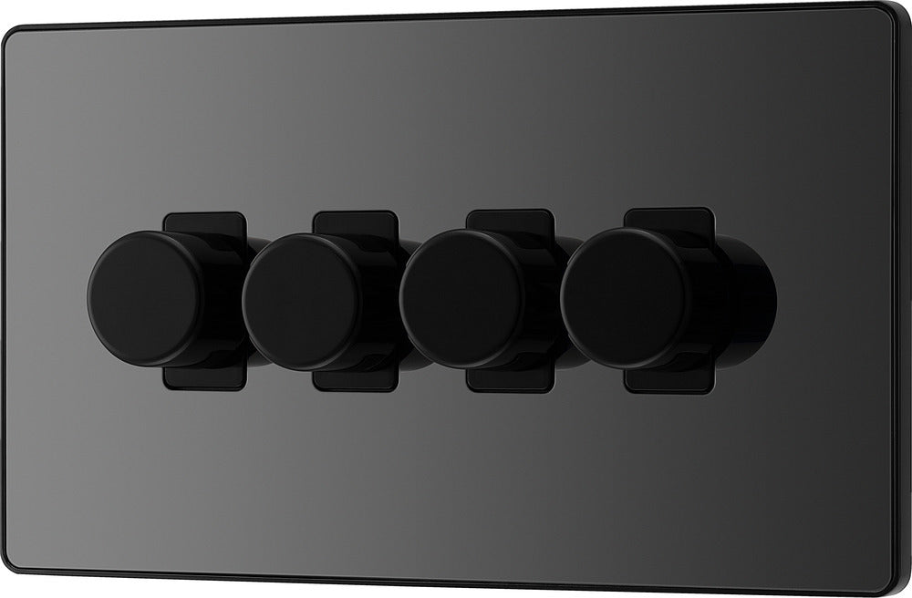 BG Evolve PCDBC84B 2-Way Trailing Edge LED 200W Quadruple Dimmer Switch Push On/Off - Black Chrome (Black) - westbasedirect.com