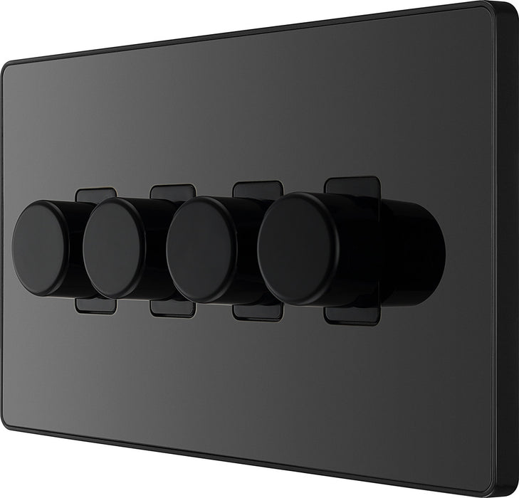 BG Evolve PCDBC84B 2-Way Trailing Edge LED 200W Quadruple Dimmer Switch Push On/Off - Black Chrome (Black) - westbasedirect.com
