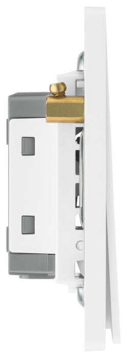 BG Evolve PCDBS12EW 20A 16AX 2 Way Single Light Switch, Edge to Edge Rocker - Brushed Steel (White) - westbasedirect.com