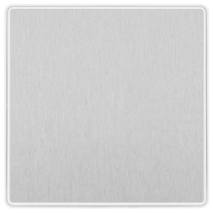 BG Evolve PCDBS13EW 20A 16AX 2 Way Single Intermediate Light Switch, Edge to Edge Rocker - Brushed Steel (White) - westbasedirect.com