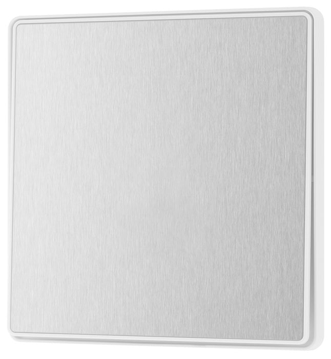 BG Evolve PCDBS13EW 20A 16AX 2 Way Single Intermediate Light Switch, Edge to Edge Rocker - Brushed Steel (White) - westbasedirect.com