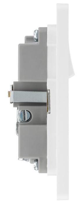 BG Evolve PCDBS21UAC18W 13A Single Switched Power Socket + USB A+C (18W) - Brushed Steel (White) - westbasedirect.com