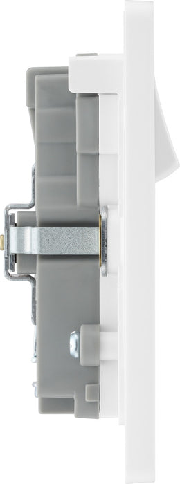 BG Evolve PCDBS22UAC45W 13A Double Switched Power Socket + USB A+C (45W) - Brushed Steel (White) - westbasedirect.com