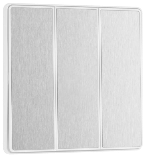 BG Evolve PCDBS43EW 20A 16AX 2 Way Triple Light Switch, Edge to Edge Rocker - Brushed Steel (White) - westbasedirect.com
