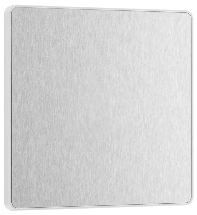 BG Evolve PCDBS94W Single Blank Plate - Brushed Steel (White) - westbasedirect.com