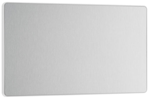 BG Evolve PCDBS95W Double Blank Plate - Brushed Steel (White) - westbasedirect.com