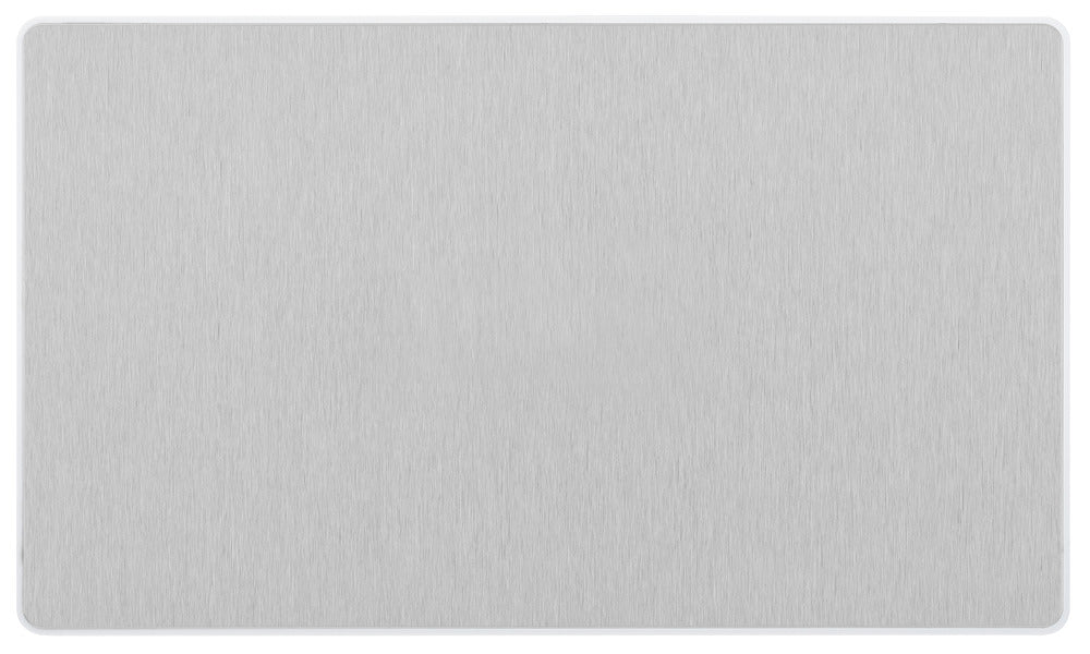 BG Evolve PCDBS95W Double Blank Plate - Brushed Steel (White) - westbasedirect.com