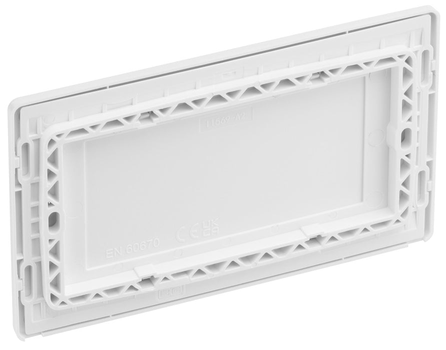 BG Evolve PCDBS95W Double Blank Plate - Brushed Steel (White) - westbasedirect.com