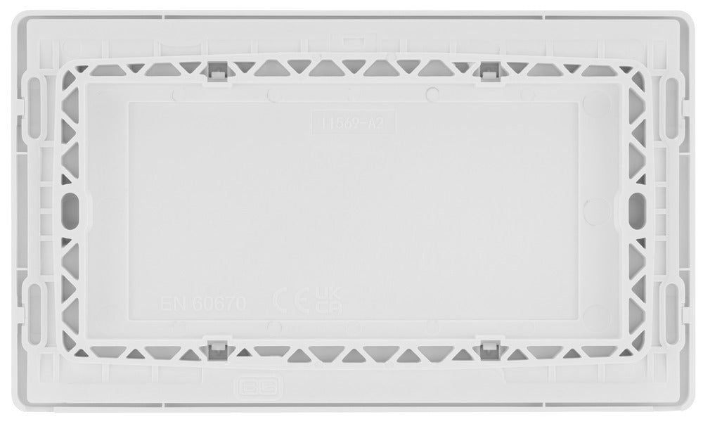 BG Evolve PCDBS95W Double Blank Plate - Brushed Steel (White) - westbasedirect.com