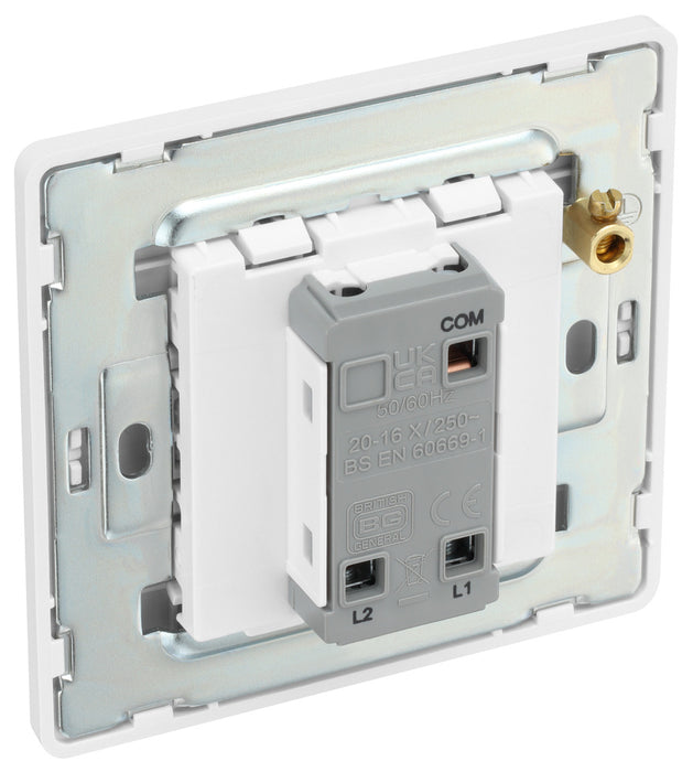 BG Evolve PCDCL12EW 20A 16AX 2 Way Single Light Switch, Edge to Edge Rocker - Pearlescent White (White) - westbasedirect.com