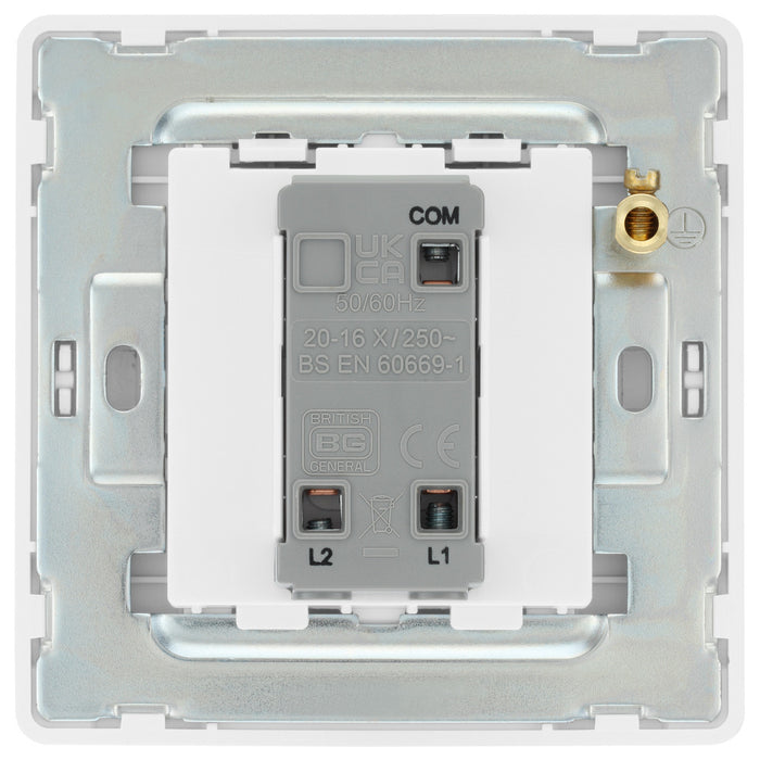 BG Evolve PCDCL12EW 20A 16AX 2 Way Single Light Switch, Edge to Edge Rocker - Pearlescent White (White) - westbasedirect.com