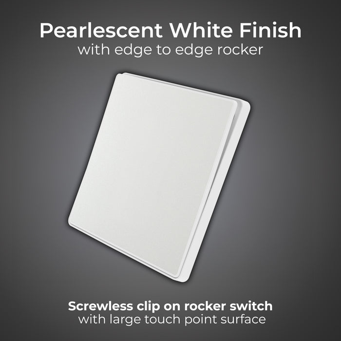 BG Evolve PCDCL12EW 20A 16AX 2 Way Single Light Switch, Edge to Edge Rocker - Pearlescent White (White) - westbasedirect.com