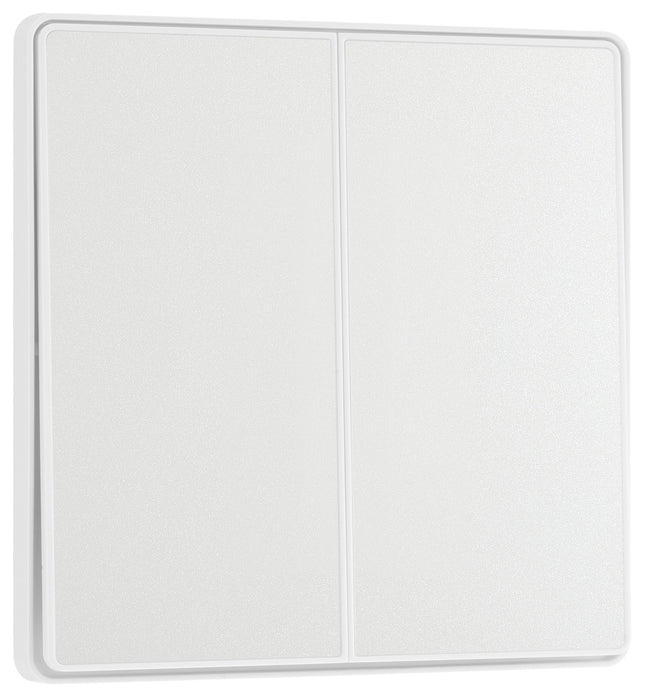 BG Evolve PCDCL42EW 20A 16AX 2 Way Double Light Switch, Edge to Edge Rocker - Pearlescent White (White)