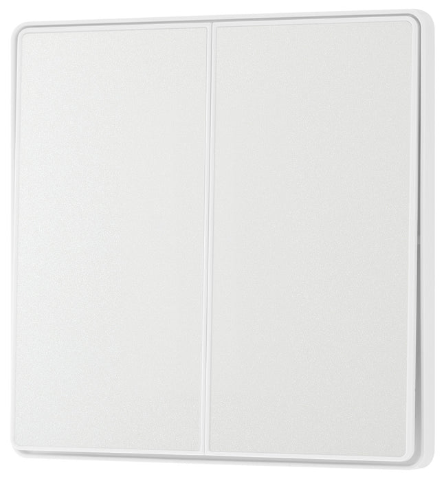 BG Evolve PCDCL42EW 20A 16AX 2 Way Double Light Switch, Edge to Edge Rocker - Pearlescent White (White) - westbasedirect.com
