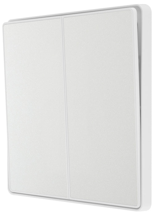 BG Evolve PCDCL42EW 20A 16AX 2 Way Double Light Switch, Edge to Edge Rocker - Pearlescent White (White) - westbasedirect.com