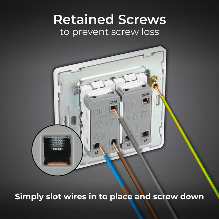 BG Evolve PCDCL42EW 20A 16AX 2 Way Double Light Switch, Edge to Edge Rocker - Pearlescent White (White) - westbasedirect.com