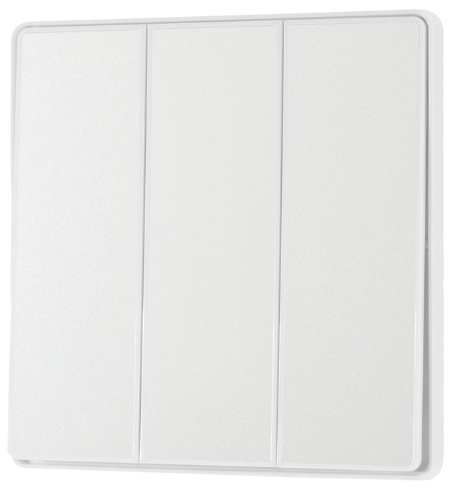 BG Evolve PCDCL43EW 20A 16AX 2 Way Triple Light Switch, Edge to Edge Rocker - Pearlescent White (White) - westbasedirect.com