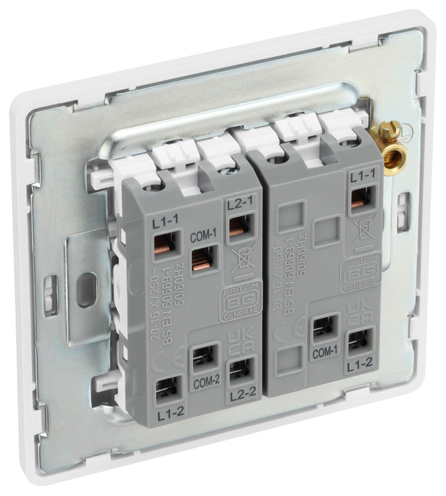 BG Evolve PCDCL43EW 20A 16AX 2 Way Triple Light Switch, Edge to Edge Rocker - Pearlescent White (White) - westbasedirect.com