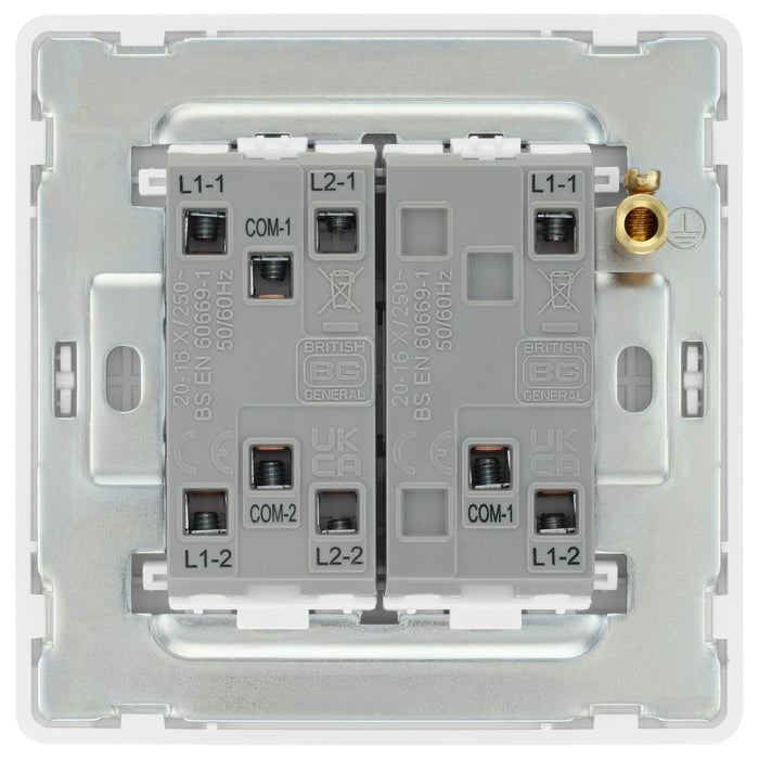 BG Evolve PCDCL43EW 20A 16AX 2 Way Triple Light Switch, Edge to Edge Rocker - Pearlescent White (White) - westbasedirect.com