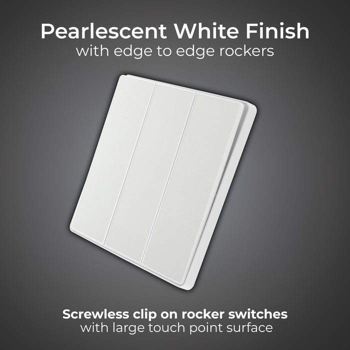 BG Evolve PCDCL43EW 20A 16AX 2 Way Triple Light Switch, Edge to Edge Rocker - Pearlescent White (White) - westbasedirect.com