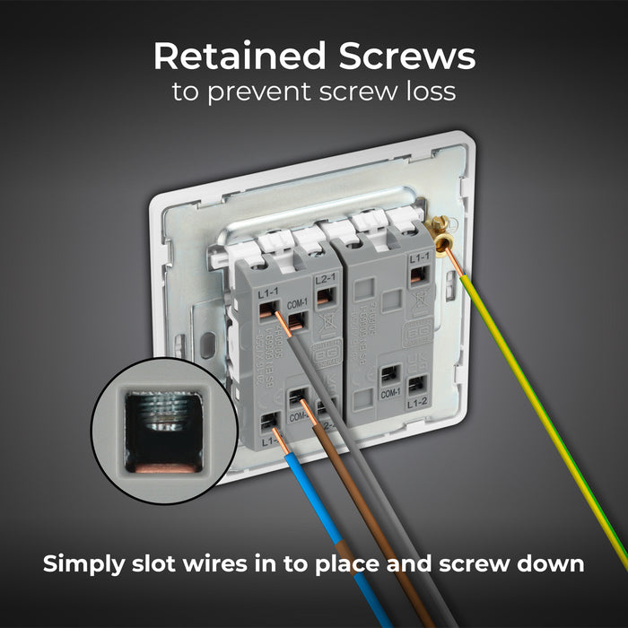 BG Evolve PCDCL43EW 20A 16AX 2 Way Triple Light Switch, Edge to Edge Rocker - Pearlescent White (White) - westbasedirect.com