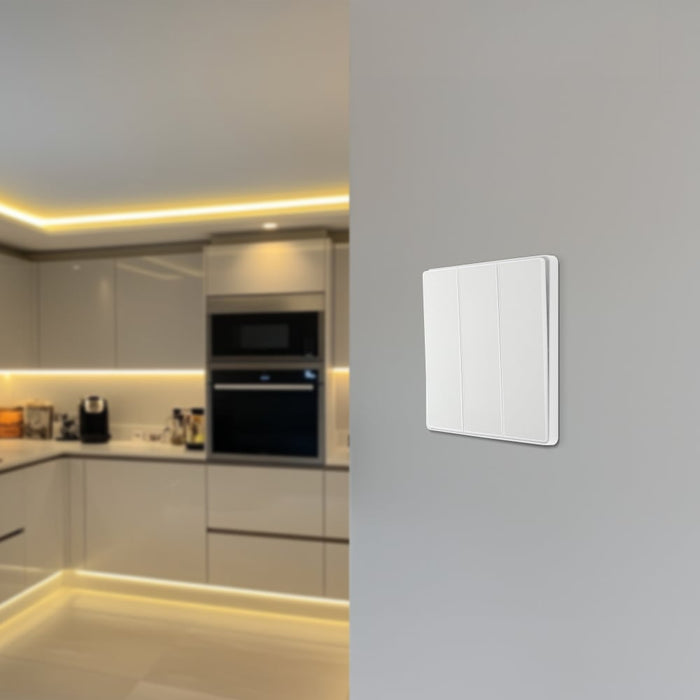 BG Evolve PCDCL43EW 20A 16AX 2 Way Triple Light Switch, Edge to Edge Rocker - Pearlescent White (White) - westbasedirect.com