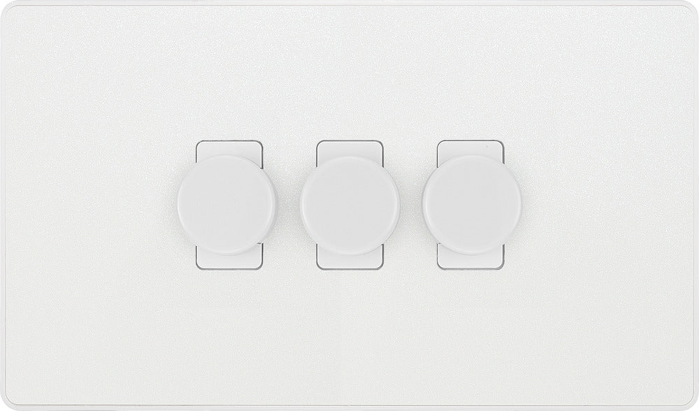 BG Evolve PCDCL83W 2-Way Trailing Edge LED 200W Triple Dimmer Switch Push On/Off - Pearlescent White (White) - westbasedirect.com
