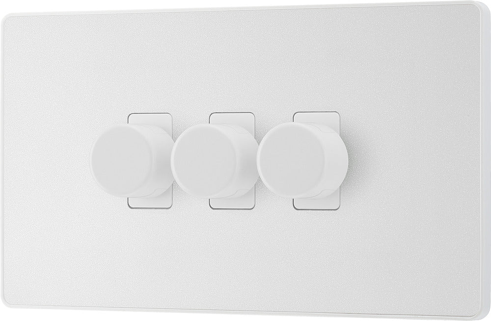 BG Evolve PCDCL83W 2-Way Trailing Edge LED 200W Triple Dimmer Switch Push On/Off - Pearlescent White (White) - westbasedirect.com