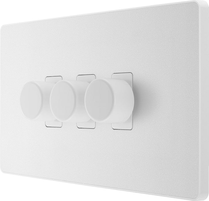 BG Evolve PCDCL83W 2-Way Trailing Edge LED 200W Triple Dimmer Switch Push On/Off - Pearlescent White (White) - westbasedirect.com