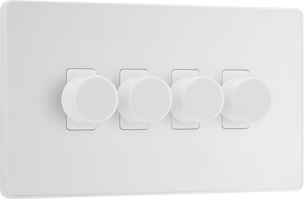 BG Evolve PCDCL84W 2-Way Trailing Edge LED 200W Quadruple Dimmer Switch Push On/Off - Pearlescent White (White) - westbasedirect.com