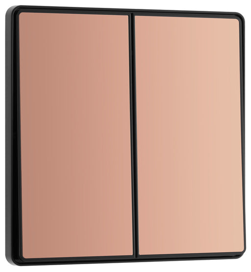BG Evolve PCDCP42EB 20A 16AX 2 Way Double Light Switch, Edge to Edge Rocker - Polished Copper (Black) - westbasedirect.com