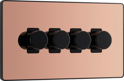 BG Evolve PCDCP84B 2-Way Trailing Edge LED 200W Quadruple Dimmer Switch Push On/Off - Polished Copper (Black) - westbasedirect.com