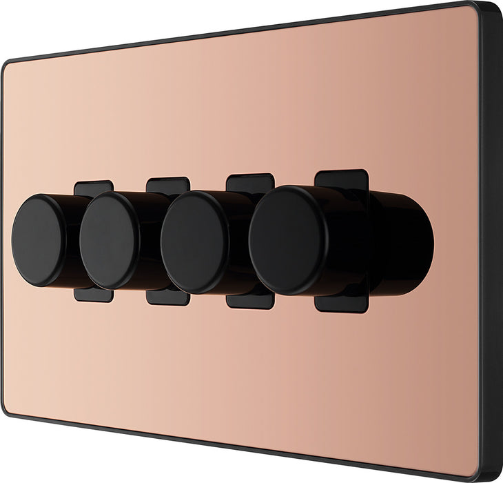 BG Evolve PCDCP84B 2-Way Trailing Edge LED 200W Quadruple Dimmer Switch Push On/Off - Polished Copper (Black) - westbasedirect.com