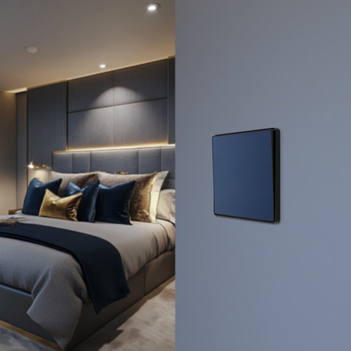 BG Evolve PCDDB13EB 20A 16AX 2 Way Single Intermediate Light Switch, Edge to Edge Rocker - Matt Blue (Black) - westbasedirect.com