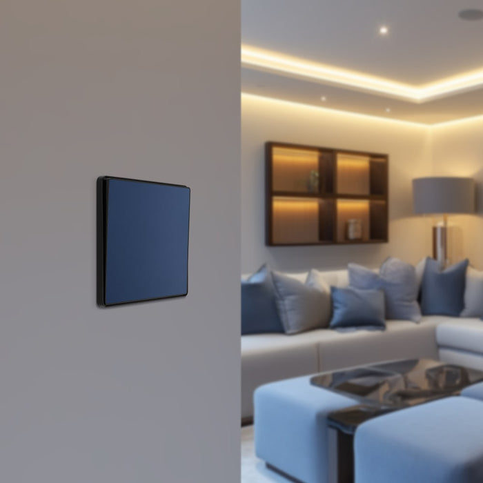 BG Evolve PCDDB13EB 20A 16AX 2 Way Single Intermediate Light Switch, Edge to Edge Rocker - Matt Blue (Black) - westbasedirect.com