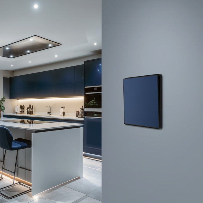 BG Evolve PCDDB13EB 20A 16AX 2 Way Single Intermediate Light Switch, Edge to Edge Rocker - Matt Blue (Black) - westbasedirect.com