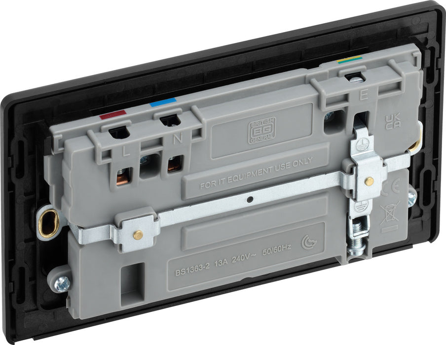 BG Evolve PCDDB22UAC45B 13A Double Switched Power Socket + USB A+C (45W) - Matt Blue (Black) - westbasedirect.com